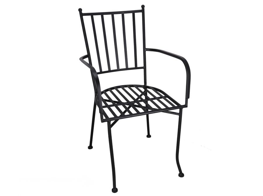 Gerimport Silla de Exterior Dubai Metal Negro con Reposabrazos