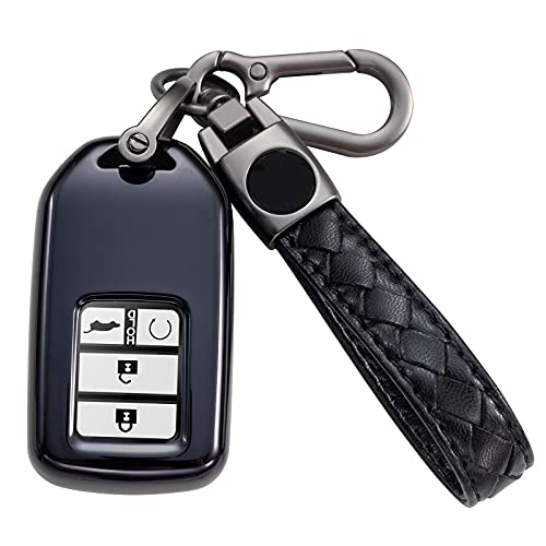 CHENMI for Honda Key fob Cover with Leather Keychain,Soft TPU Full Cover Protection,Key fob case Compatible with Honda Accord Civic CRV Pilot Odyssey Passport Smart Remote KeyΓ―ΒΌΕKey Fob Shell-Black CHENMI for Honda Key fob Cover with Leather Keychain,Soft TPU Full Cover Protection,Key fob case Compatible with Honda Accord Civic CRV Pilot Odyssey Passport Smart Remote KeyΓ―ΒΌΕKey Fob Shell-Black
