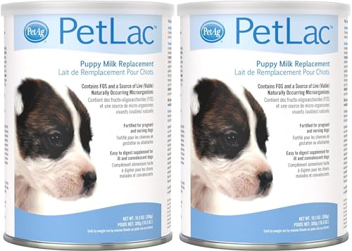 Image of PetAg PetLac Milk Powder for Puppies - Puppy Milk Replacement for Newborn to 6-Week-Old Orphaned or Rejected Puppies - 10.5 oz Powdered Drink Mix(Pack of 2)