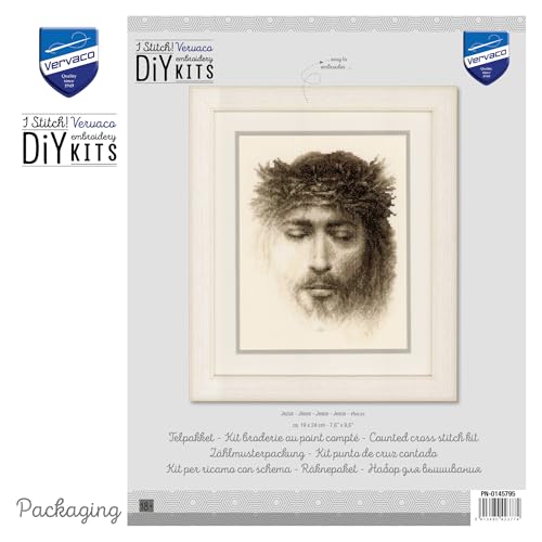 Kit broderie point de croix compté Jésus Vervaco tableau de créateur