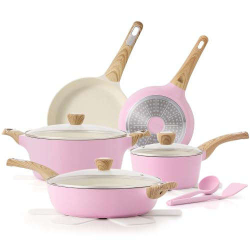 Image of SENSARTE Ceramic Pots and Pans Set Nonstick, Kitchen Cookware Sets, 14-Piece Induction Cookware, Non-toxic Healthy Non Stick Cooking Set, with Frying Pans Set, PFAS PTFE PFOA PFOS Free