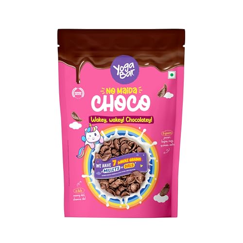 Yogabar Multigrain Chocos Cereal for Breakfast, Zero Maida, Delicious Chocolate Chocos for Kids & Adults, Protein Food, 0 Added Preservatives, Contains Jowar, Bajra, Ragi, Quinoa & Oats, 345g