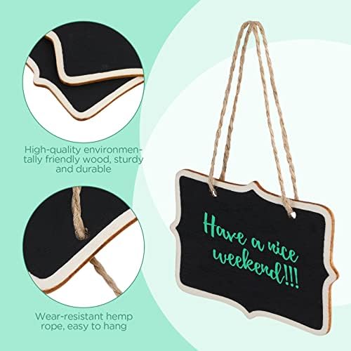 PROUSKY Mini Chalkboard Signs, 12 Pieces Chalkboard Tags Hanging Wooden Chalkboard Signs Mini Wood Chalkboard Labels Rectangle Blackboard Tags Massage Board Signs