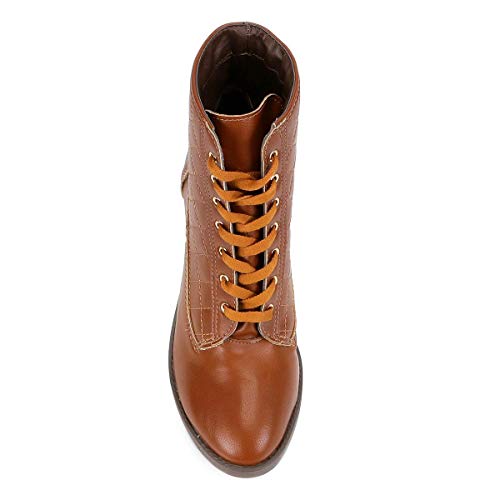 Bota Cano Curto Drezzup Matelassê Salto Médio Feminina - Caramelo - 38