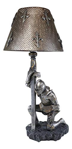 Ebros Gift The Accolade Medieval Kneeling Knight Of Chivalry Suit Of Armor Knighthood Ceremony Side Table Lamp Statue 22" Tall Renaissance Crusaders Decor Figurine Kings And Knights (2) #TOP5