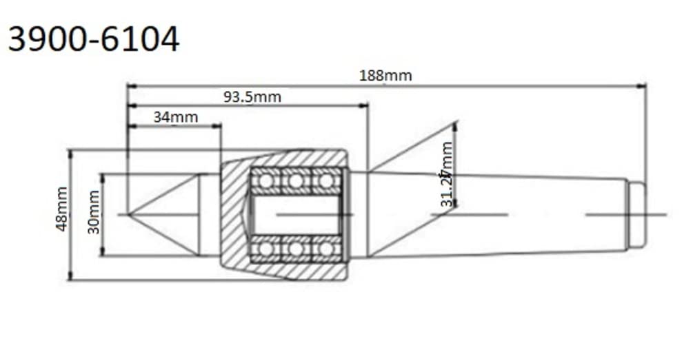 HHIP 3900-6104 Revolving Body Style MT4 Small Head Live Center