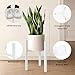 IZIDDO Adjustable Plant Stand Indoor, White Metal Planter Stands Outdoor, Mid Century Modern Plant Holder, Fit 8 10 12 inch Pots, Single Floor Plant Stands for Indoor Plants (Pot&Plant Not Included)