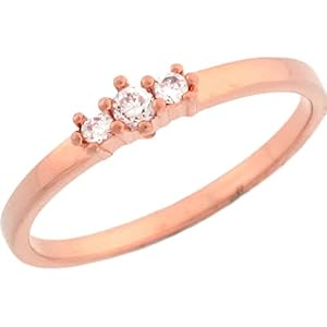 Jewelry Liquidation 14kt Rotgold Drei Steine Runde Geschliffene Diamanten Versprechensring