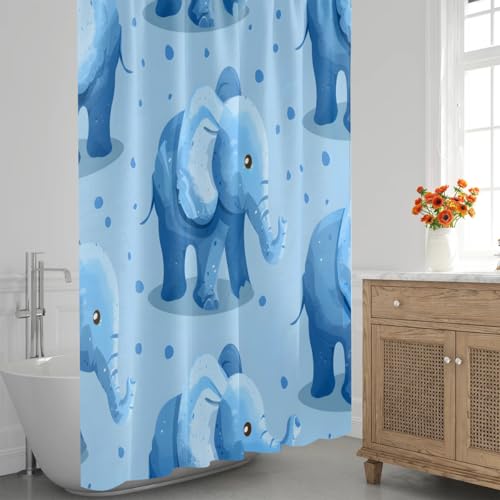 Rideau de douche éléphant imperméable rustique moderne avec crochets 183x183 - 8