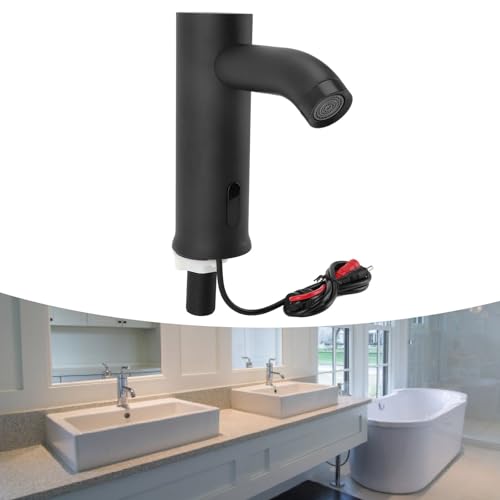 Grifo Automático con Sensor de Movimiento, Grifo para Lavabo de Baño de Acero Inoxidable con Sensor de Infrarrojos, para Baño, Cocina, Negro, con Sensores de Movimiento, Núcleo