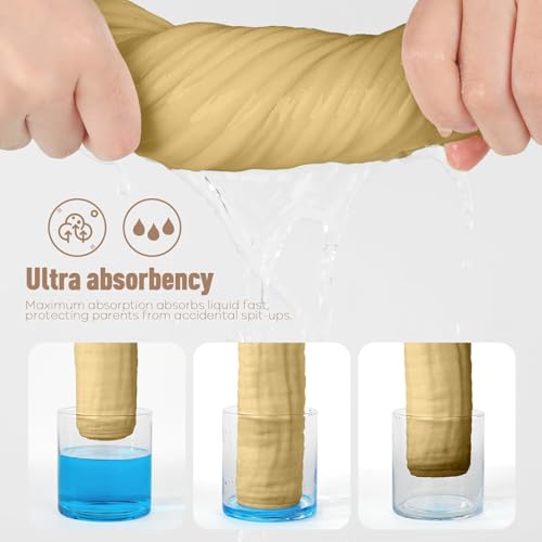 Yoofoss Muslin Burp Cloths for Baby 10 Pack 100% Cotton Baby Washcloths for Boys Girls Large 20''X10'' Super Soft and Absorbent by Yoofoss - Used condition - Image 3