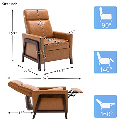Polibi 2Pcs Adjustable Recliner Chair, Pu Leather Home Theater Seating With Thick Seat Cushion/Adjustable Backrest/Retractable Footrest, Modern Living Room Recliners, Brown #TOP5