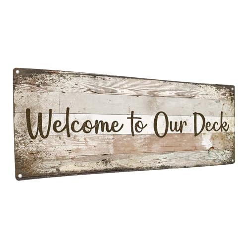 Homebody Accents Welcome to Our Deck Metal Sign; Indoor-Outdoor, Aluminum Wall Decor for your deck, terrace or balcony