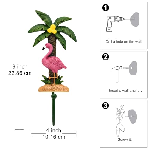 Tiejiajiang Flamingo Wall Hooks for Hanging Set of 2- Resin Decative Wall Hooks for Hanging Coat, Hat, Towel, Key, Entryway, Bedroom, Bathroom, Kitchen for Room Decor by Tiejiajiang - Used condition - US$17.47
