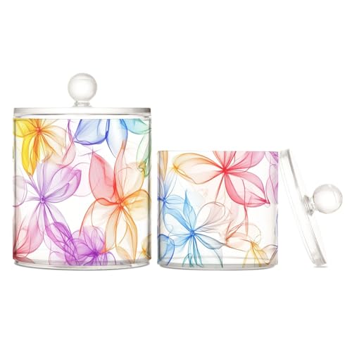 sanluoli Contenitori colorati in plastica trasparente con coperchio, per dispensa, essenziali, per riporre il filo interdentale, per tamponi di cotone, bastoncini di cotone, plettri per filo