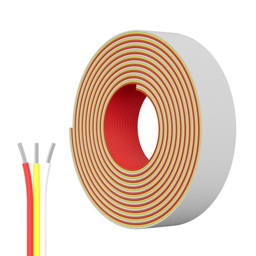 Image of PAUTIX 65.6ft /20M Extension Cable Wire Cord,22AWG 3-pin Wire Cord for Single Color LED Strip Lights,COB /2835 Tape Lights,5V 12V 24V Low Voltage Extension,Red,Yellow,White