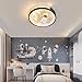AXFSHJD Astronaut LED Ceiling Light Fixture, 3-Color Dimming Flush Mount Ceiling Lights Creative Cartoon Moon Ceiling Lamp with Remote Control, for Kid's Room Bedroom Living Room Amusement Room(60cm)