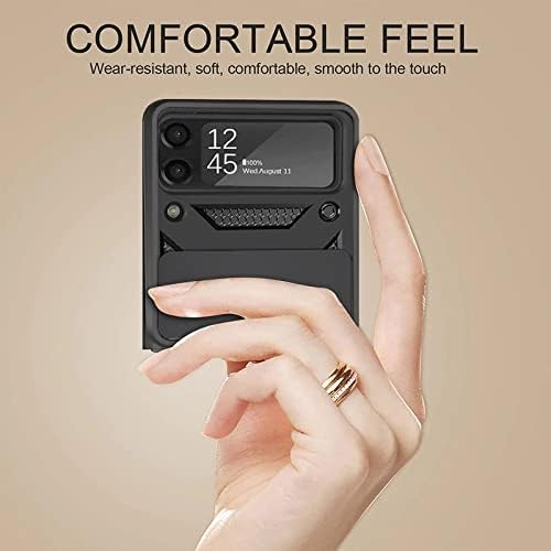 Galaxy Z Flip 3 Case, Galaxy Z Flip 3 5G Case, Heavy Duty Anti-Scratch Armor Shockproof Anti-Drop Protective Phone Case Cover with Built-in Ring Holder Kickstand for Samsung Galaxy Z Flip3 (BLACK)