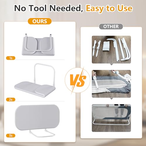 strenkitech Foldable Toddler Bed Rails for Crib- Universal Fit for Twin, Queen, Full, King Size Beds- Easy to Assemble- Safe Guardrail Bed Rail for Toddlers and Elderly (32inch) by strenkitech - Image 4