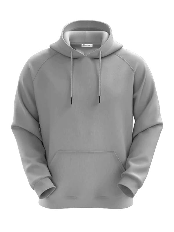 Image of DROBE Winter wear Relaxed Fit Plain Cotton Blend Full Sleeves Hoodie for Men