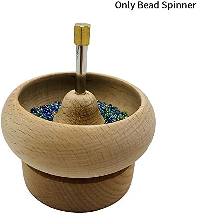ALEOHALTER Bead Spinner Set, Spin Bead Loader Wooden Gem Workshop Bead Spinner, Bead Spinner Holder With Big Eye Needle Gifts, Jewelry Making Craft Wooden Bead Spinning