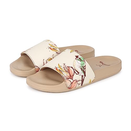 Image of YOHO Tropica Printed Comfortable Women Slides | Stylish Rainy Footwear & Waterproof Monsoon Sandals | Soft Inner Lining On Strap