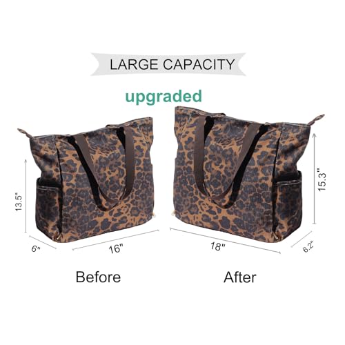 ESVAN Yoga Mat Bag Yoga Tote Carrier Shoulder Bag Carryall Tote for Office,Yoga,Pilates,Travel,Beach and Gym (Corduroy Brown leopard print) by ESVAN - Used condition - Image 3