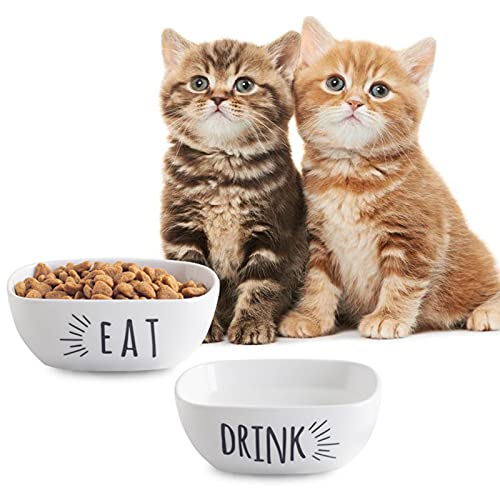 Keramik-Futternapf für Katzen oder Hunde, 383 ml, für Nass- oder Trockenfutter, kein Verschütten, für Katzen und kleine Hunde Cover