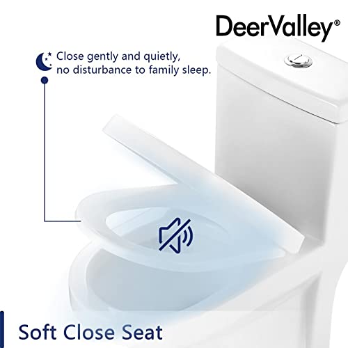 Deervalley Dv-1F52813 Tiny Small Compact Dual Flush One Piece Toilet, Space Saver Commode Designed For Water Closet, Soft Closing Seat Included, High-Efficiency Watersense Cotton White #TOP4