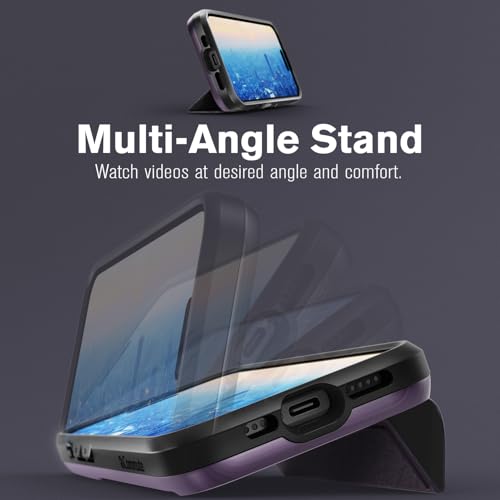 VENA vCommute for iPhone 16 Pro Wallet Case, [Military Grade Drop Protection] Flip Leather Cover Slot Card Holder with Kickstand - Purple — view 4