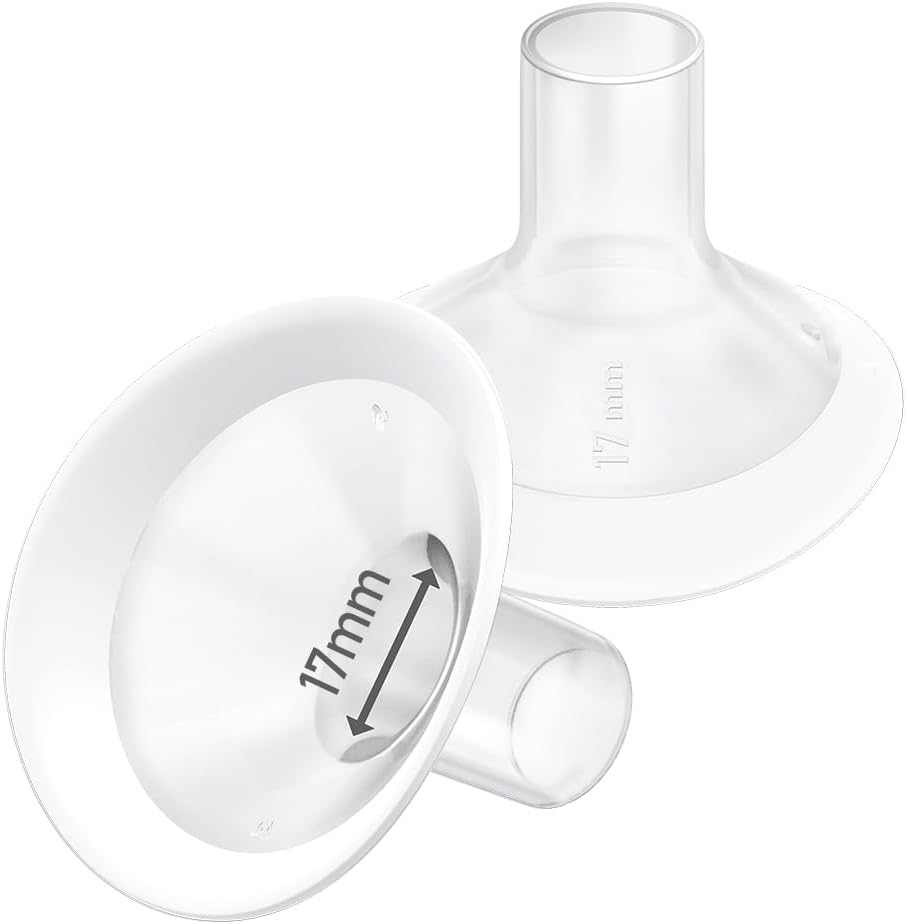2pcs 17mm Soft Rim Flanges with 106 Degree Wider Opening Angle for Medela Breast Pump, PersonalFit, Freestyle, Maxflow, Freestyle Flex Swing Maxi Connector, Lansinoh Signature Pro 2pc SoftFit-17mm