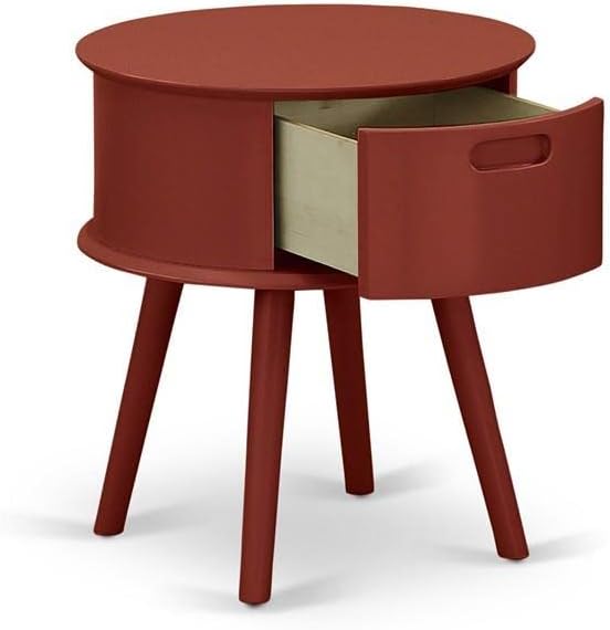 East West Furniture GONE13 One piece wonderful Gordon round table night stand with Drawer, 1-Pack, Burgundy Finish