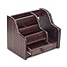 AZDENT Wooden Office Desk Organizer with Drawer Expandable Mail Sorter Desktop Organizer 5 Compartments Pen Pencil Remote Control Holder Storage Caddy