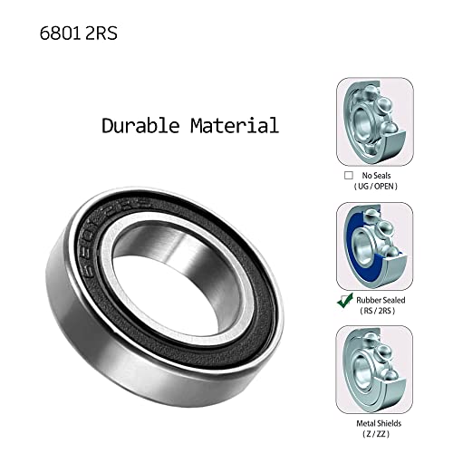 10 Stück 6801 2RS Kugellager 12 mm x 21 mm x 5 mm doppelt geschützte Rillenkugellager für DIY, Drehbänke, Motoren, 3D-Drucker, Fräsmaschinen, verschiedene mechanische Geräte, etc.