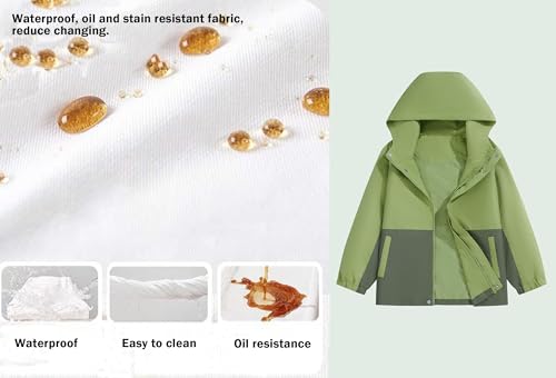 Image of Boys Rain Jacket with Hood Waterproof Casual Lightweight Zipper Raincoat for Kids Outwear Windbreaker Clothes (5-14)