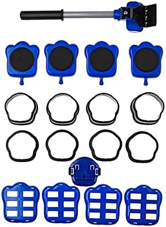 MEGA MOVERS 18-Piece Furniture Moving Set - Move and re-Arrange Furniture Quickly and Easily on Your own. Use The Lever to Raise Furniture and Slide The trolleys in Place. (Blue)(MEGA02)