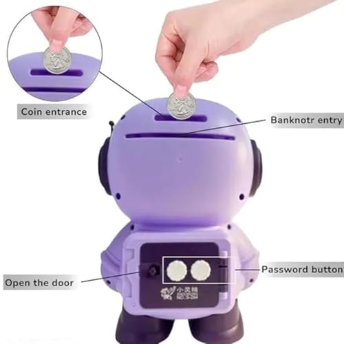 Image of Money Saving Bank with Coin Slot / /Creative Cartoon Design Money Bank / /Plastic Piggy Bank for Boys & Girls (Pack of 1) (Astronaut - Light Blue)