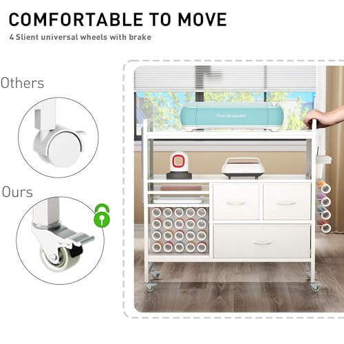 Image of PUNLUXU Organizers and Storage Compatible with Cricut Machines - Vinyl Roll Holder, DIY Pegboard with Accessories Organizer, Rolling Craft Table with Storage Cabinet Workstation PU-04 Patent Protected