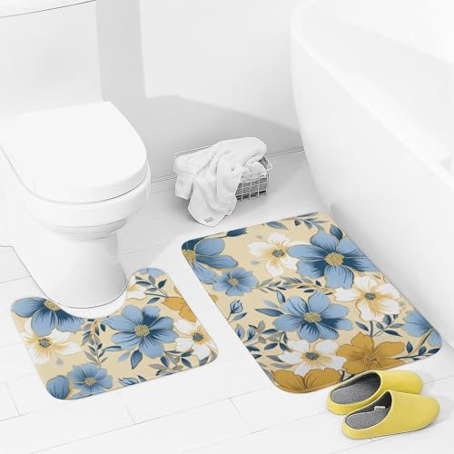 2 Piece Bathroom Rugs Sets Soft Absorbent Bath Mat for