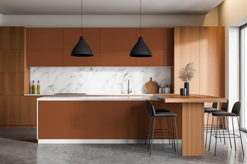 Papel autoadhesivo para muebles Wallfluent marrón de 100x50 cm para tapar arañazos en armarios 7