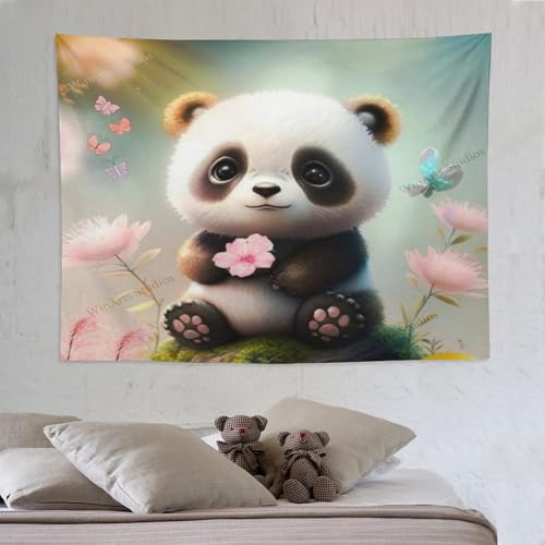 Tapisserie panda pour salon cocooning et tenture murale pour chambre à coucher zen