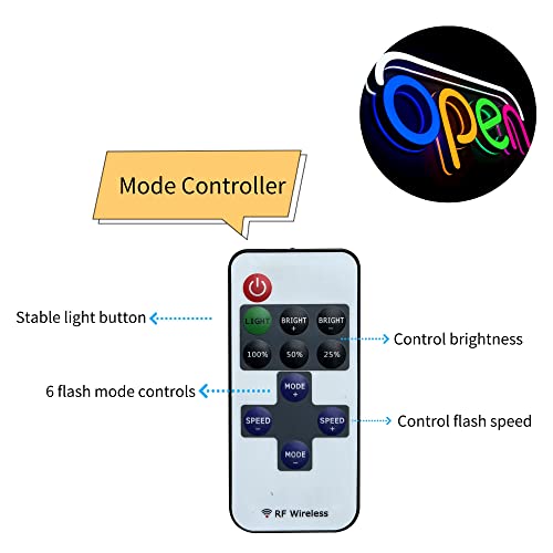 Anrookie Led Open Signs For Business, 19.7X9 Inch Neon Open Sign Large Static Display Or Flashing Mode, Ideal For Restaurant, Bar, Salon And More, Remote Control, With Open/Close Sign (Multicolor) #TOP4