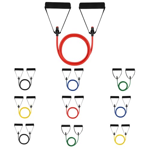 wkao 10 TPE Resistance Band Set for Workout, 5-Level Bands with Handles, Perfect for Therapy and Full Body Exercises