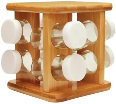 Ou Organizador de temperos giratório de bambu 9 peças Linha Keep