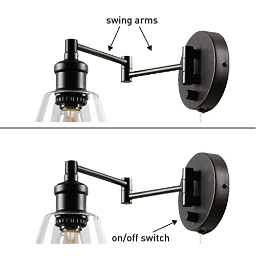 Luz de pared de vidrio con interruptor y cable de 6 pies para evitar obras 8