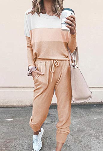 Fixmatti Women Two Outfits Tracksuit Pants And Sweatshirt Set Jogging Sweat Suit Khaki S #TOP1