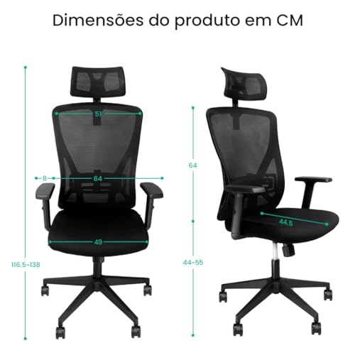 CRIVELO, Cadeira de Escritório Presidente Reclinável com Trava em 3 Posições, Ergonômica, Giratória,