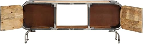 Miniatura 3 de vidaXL Soporte de TV | Armario de madera maciza de mango con marco de hierro | Muebles de TV de estilo industrial | Almacenamiento multimedia | 43.3