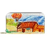 VBFOFBV Portefeuille pour Femme à Deux Volets et Porte-Cartes avec Poche zippée, Ferme de Champ de Lavande