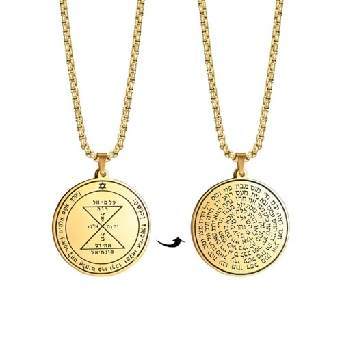 VASSAGO 金星の第三の五芒星ネックレス ソロモン王の封印ネックレス 72の神の名前の刻印 ペンダント スピリチュアルプロテクション お守り 愛のためのタリスマン, ステンレス鋼, 宝石なし, ゴールド